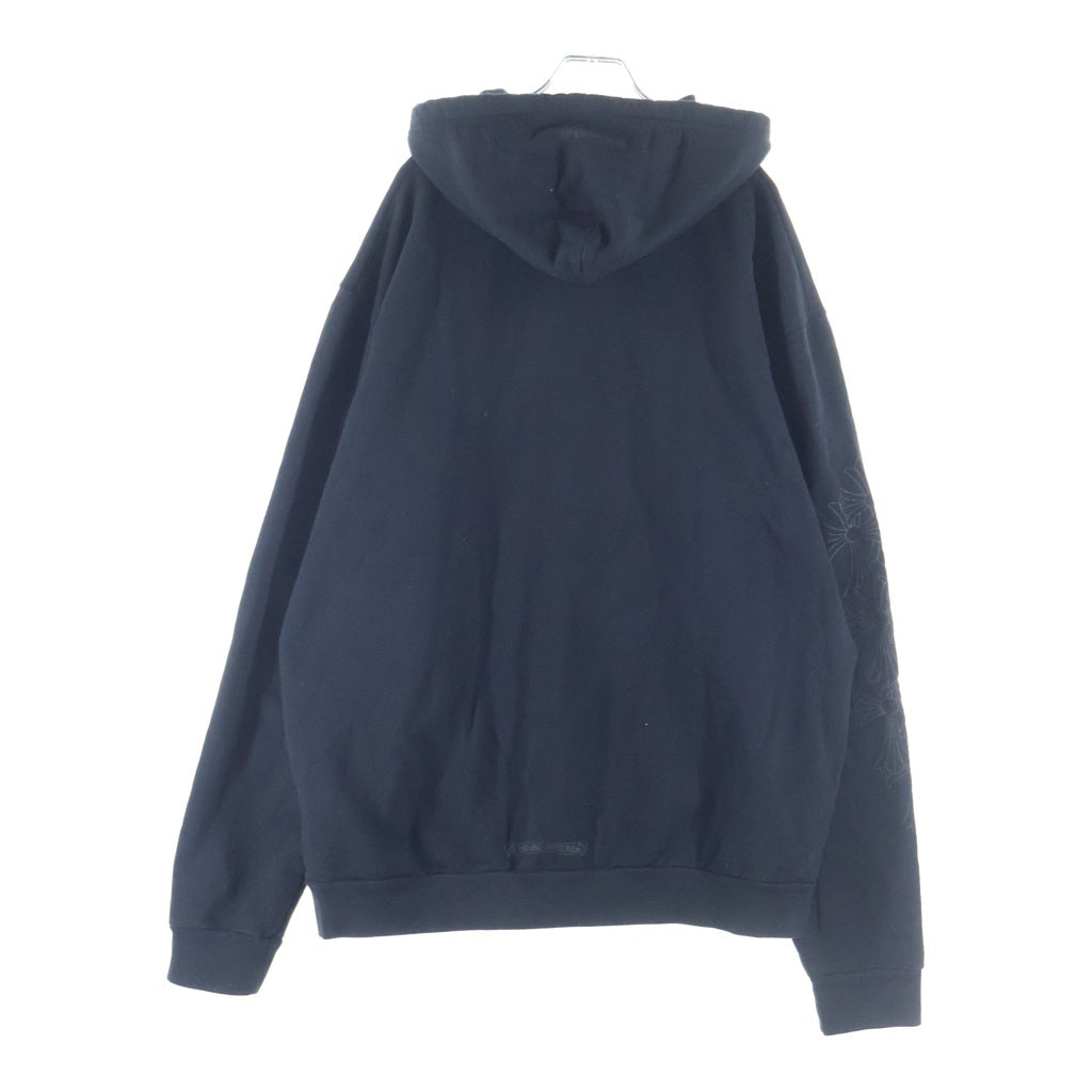 CHROME HEARTS(クロムハーツ) SWTSHRT PLVR マイアミ限定バーティカルロゴプリント 袖セメタリー プルオーバースウェットパーカー フーディー ブラック