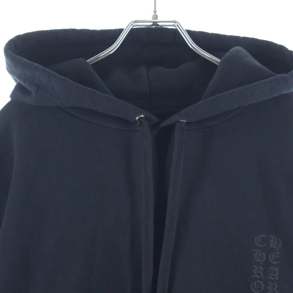 CHROME HEARTS(クロムハーツ) SWTSHRT PLVR マイアミ限定バーティカルロゴプリント 袖セメタリー プルオーバースウェットパーカー フーディー ブラック