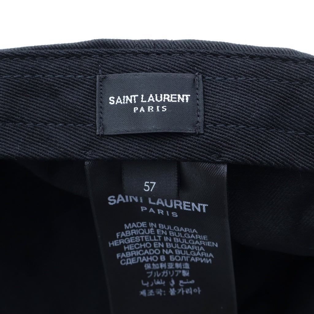 SAINT LAURENT PARIS(サンローランパリ) ロゴ刺繍 ベースボールキャップ 帽子 ブラック 778063 3YP19