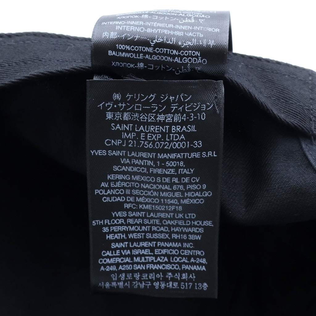 SAINT LAURENT PARIS(サンローランパリ) ロゴ刺繍 ベースボールキャップ 帽子 ブラック 778063 3YP19
