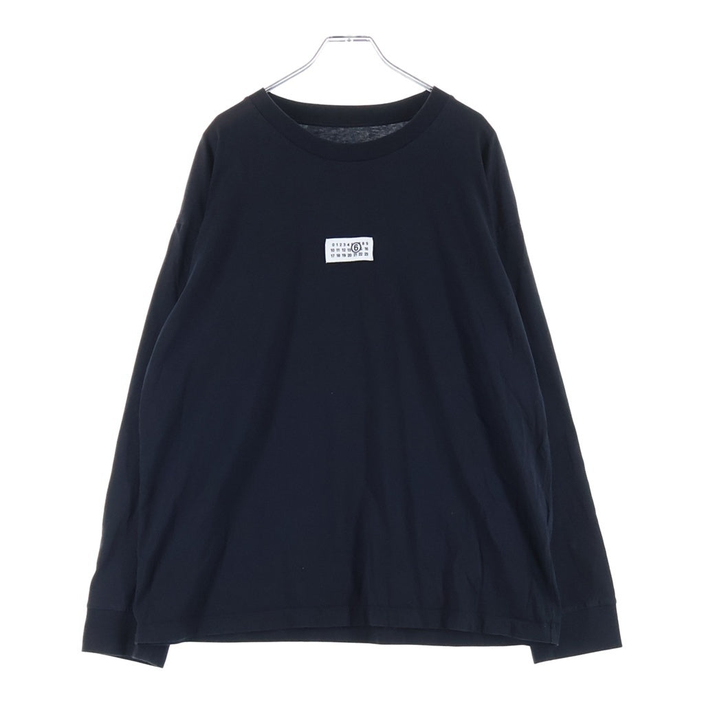 MM6 Maison Margiela(エムエムシックスメゾンマルジェラ) 25AW ナンバリングロゴ クルーネック長袖Tシャツ ロングスリーブカットソー ブラック SH0GC0034 S24312