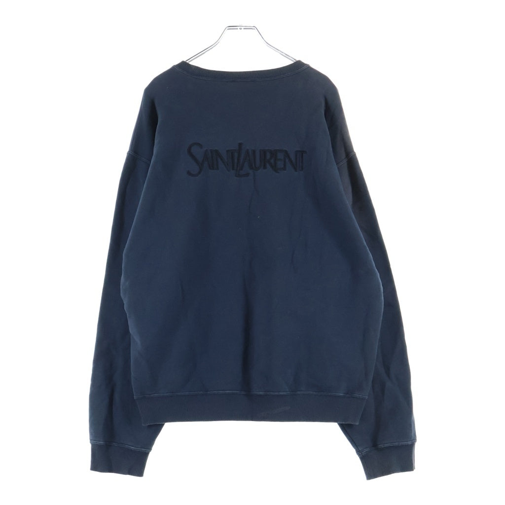 SAINT LAURENT PARIS(サンローランパリ) 23AW バックロゴ刺繍 スウェットトレーナー ネイビー 754513 Y36SW