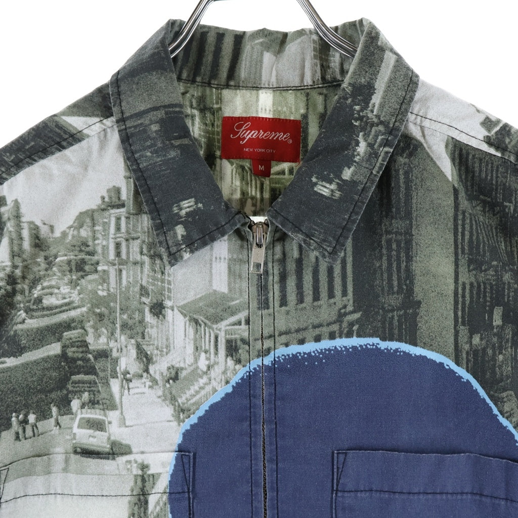 SUPREME(シュプリーム) Muhammad Ali Zip Up S/S Shirt モハメド・アリ ジップアップ 総柄半袖シャツ グレー/ネイビー