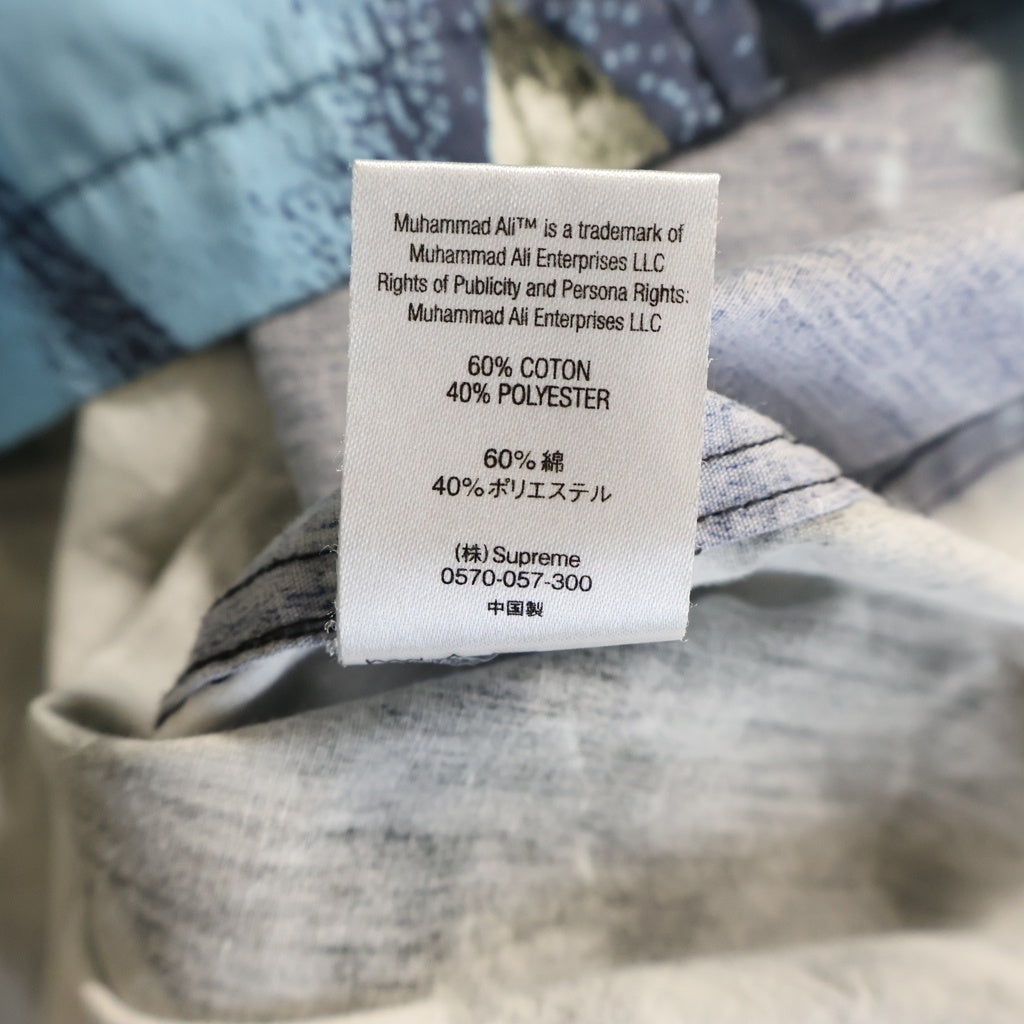 SUPREME(シュプリーム) Muhammad Ali Zip Up S/S Shirt モハメド・アリ ジップアップ 総柄半袖シャツ グレー/ネイビー