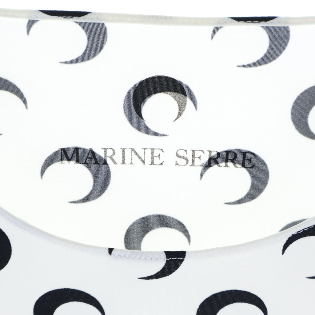 MARINE SERRE(マリーン セル) ムーンプリントタイトカットソー ロングスリーブ長袖Tシャツ ホワイト/ブラック 75019 レディース