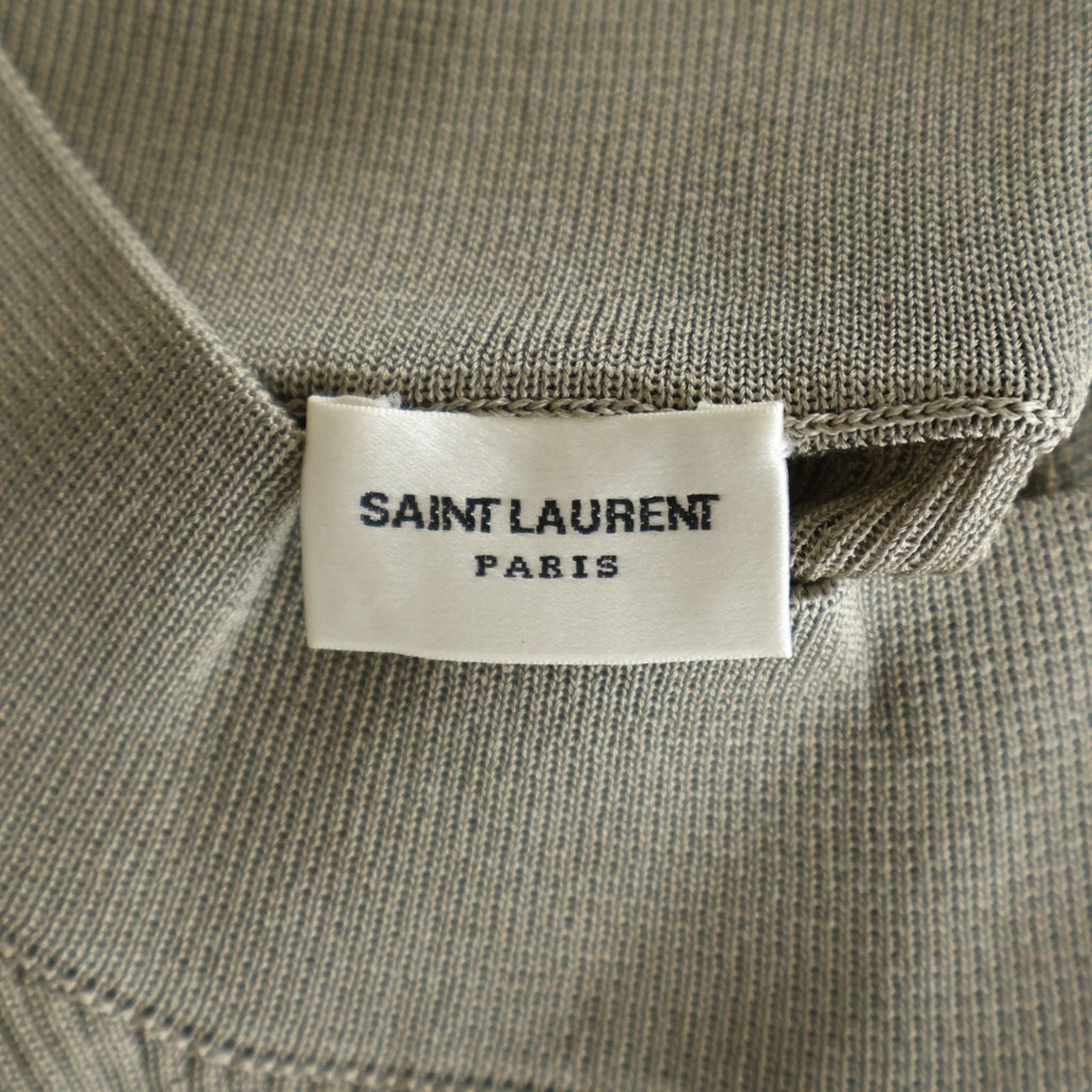 SAINT LAURENT PARIS(サンローランパリ) ネックカサンドラロゴプレート 長袖リブセカンドスキン ベージュ レディース 654478 Y75AI