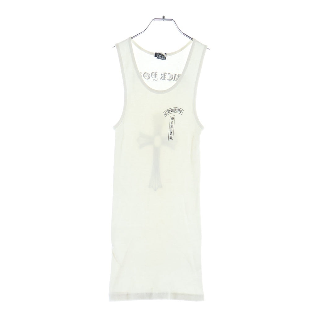 CHROME HEARTS(クロムハーツ) OLD VERTICAL LOGO BACK CROSS PRINT TANK TOP オールド ヴァーティカルロゴ バッククロスプリント タンクトップ ホワイト