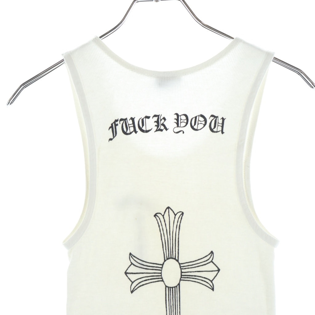 CHROME HEARTS(クロムハーツ) OLD VERTICAL LOGO BACK CROSS PRINT TANK TOP オールド ヴァーティカルロゴ バッククロスプリント タンクトップ ホワイト
