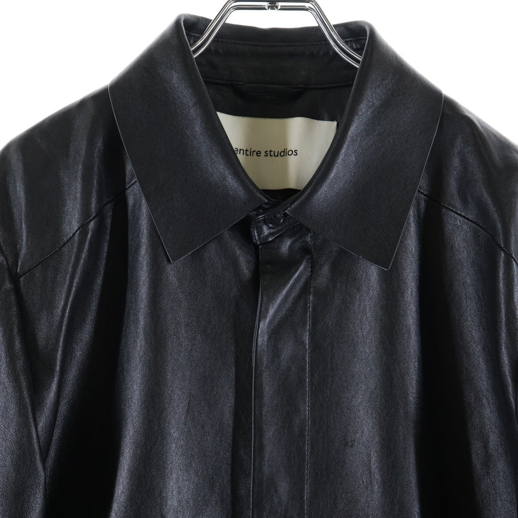entire studios(エンタイア スタジオ) 25SS Legacy Leather Shirt レザーシャツ 比翼仕立てレザーシャツ ブラック ESU-S25-13008BL