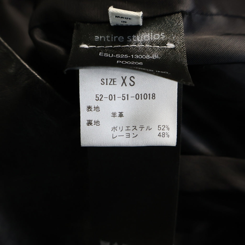 entire studios(エンタイア スタジオ) 25SS Legacy Leather Shirt レザーシャツ 比翼仕立てレザーシャツ ブラック ESU-S25-13008BL