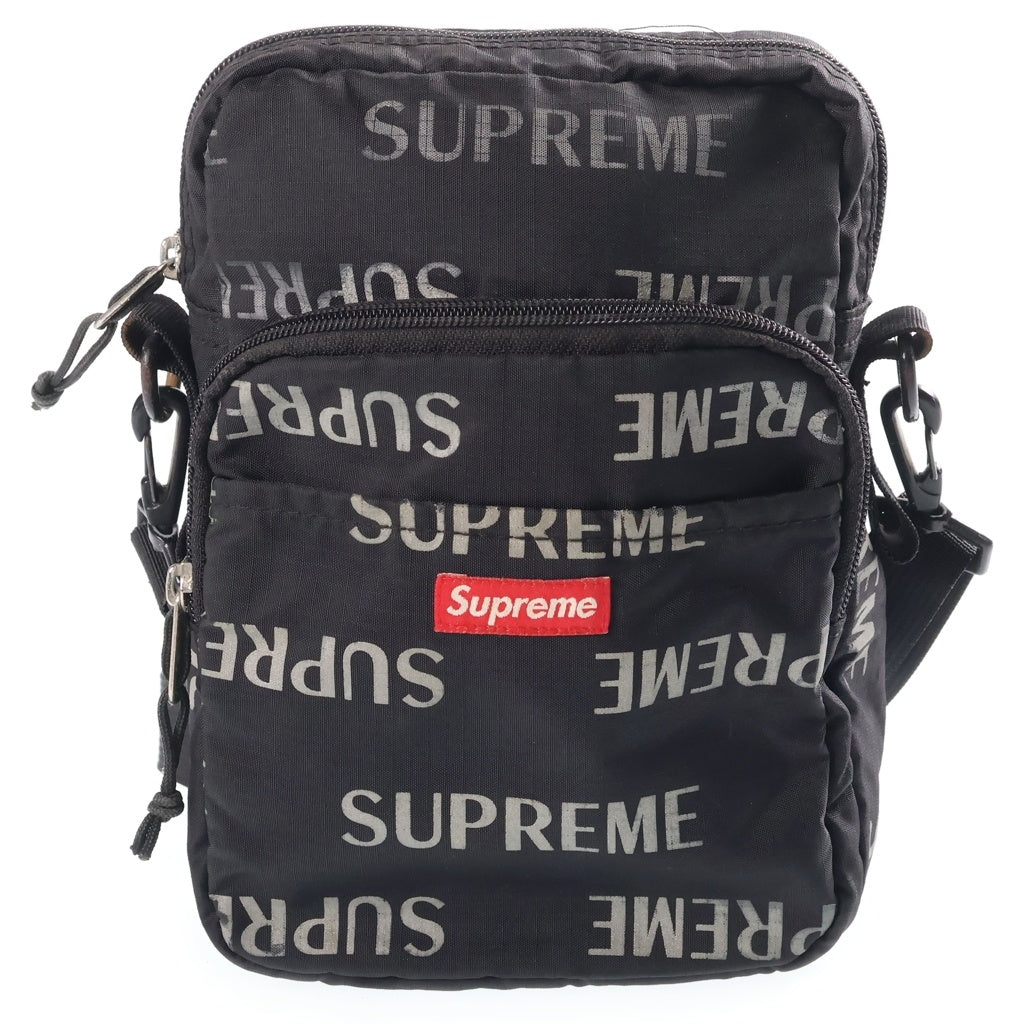 SUPREME(シュプリーム) 3M Reflective Repeat Shoulder Bag リフレクターロゴ総柄 ショルダーバッグ ポーチバック ブラック レディース