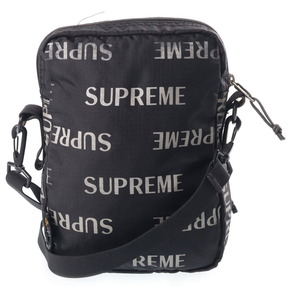 SUPREME(シュプリーム) 3M Reflective Repeat Shoulder Bag リフレクターロゴ総柄 ショルダーバッグ ポーチバック ブラック レディース