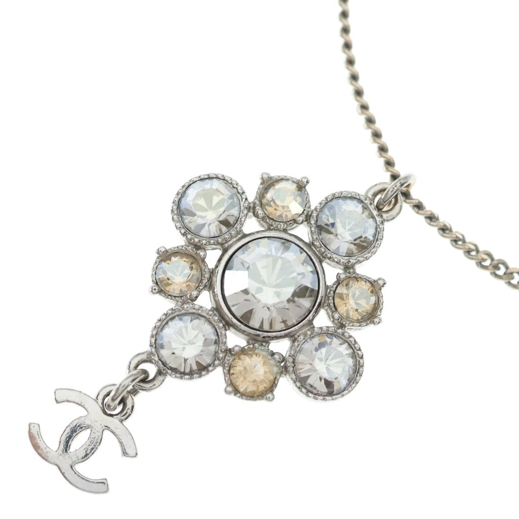 CHANEL(シャネル) ココマーク フラワーモチーフ ラインストーン ネックレス シルバー 09/C