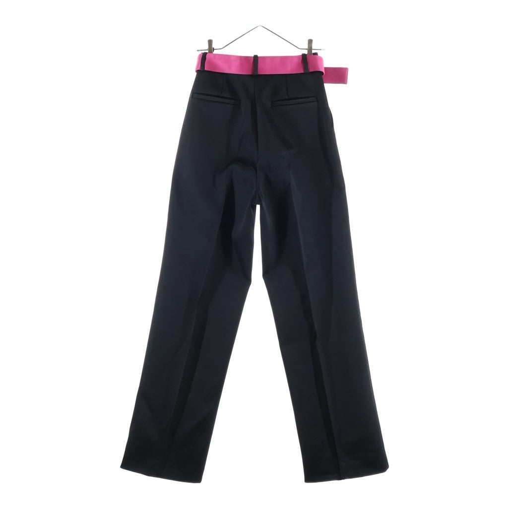 Peter Do(ピーター ドゥ) 19AW 2タック入りスラックスパンツ ベルト付きテーパードパンツ ブラック/ピンク PD-FW19-108
