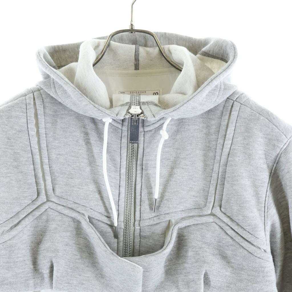 Sacai(サカイ) 22AW Sweat ZipUp Blouson スウェット ジップアップブルゾン ジップアップパーカー グレー 22-06248 レディース