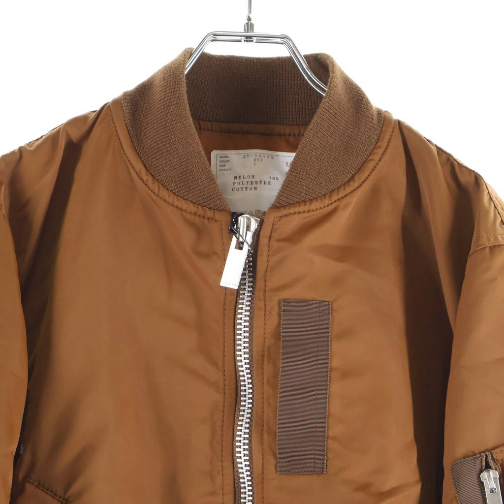 Sacai(サカイ) 20AW MA-1ドッキング プリーツ ナイロンコート ロングコート ブラウン 20-05305 レディース