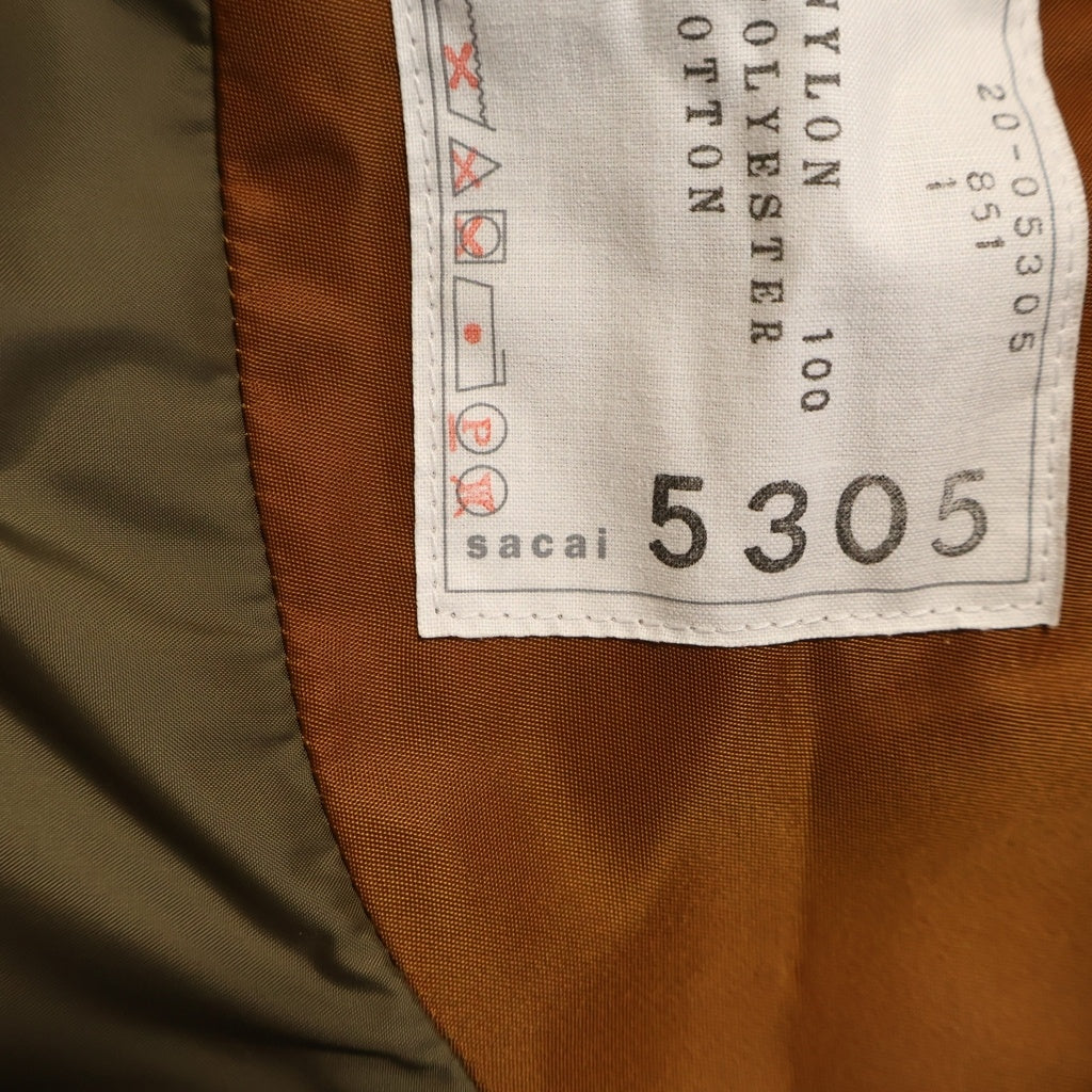Sacai(サカイ) 20AW MA-1ドッキング プリーツ ナイロンコート ロングコート ブラウン 20-05305 レディース