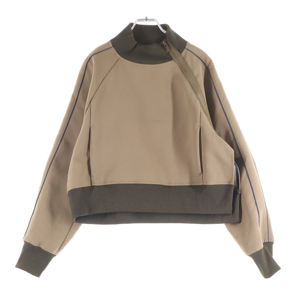 Sacai(サカイ) 22AW Technical Jersey Pullover ロゴジップ テクニカルジャージー スウェット ブラウン 22-06184 レディース