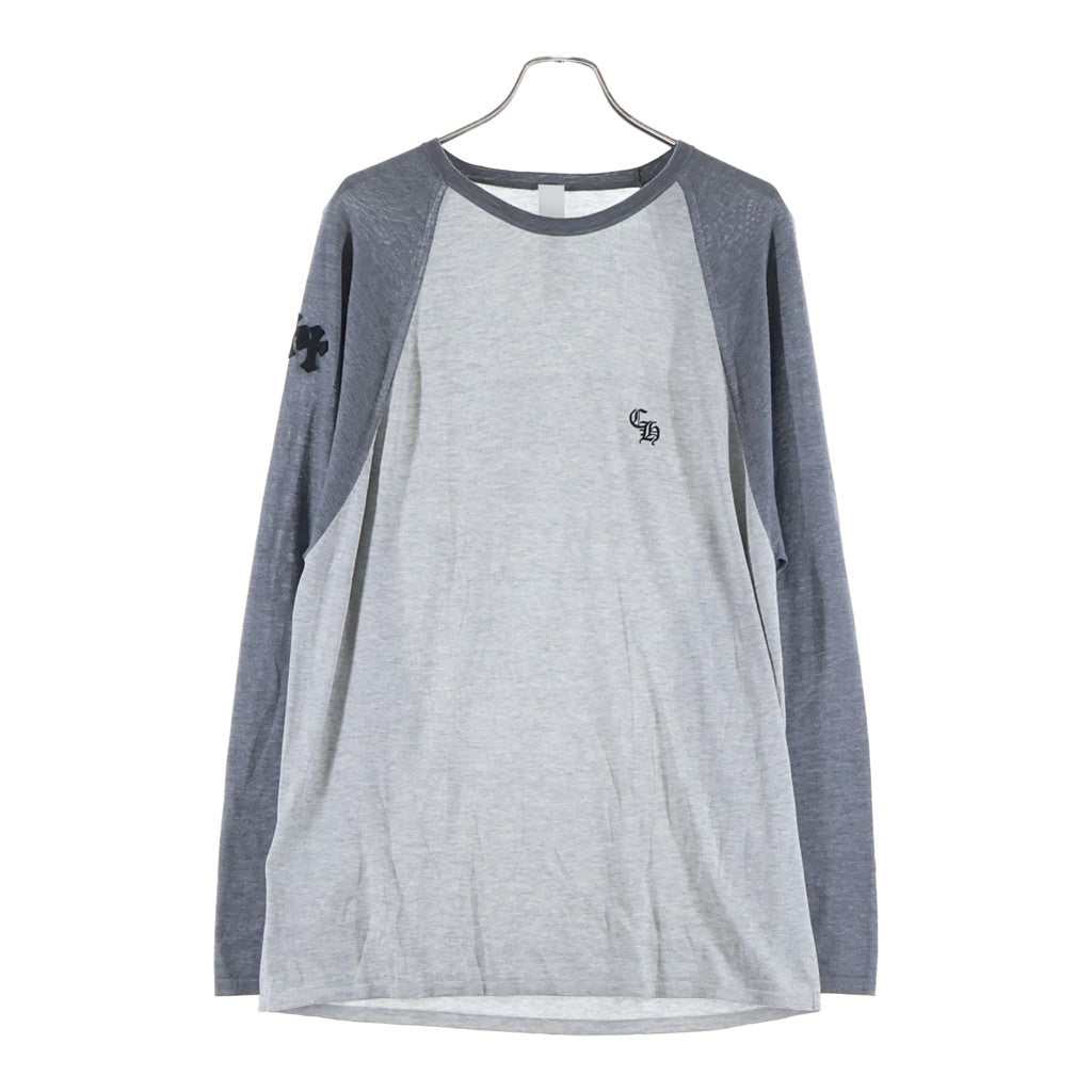CHROME HEARTS(クロムハーツ) 26SS 3CROSS PATCH CH LOGO 3クロスパッチ CHロゴ刺繍 長袖ラグランスリーブTシャツ グレー