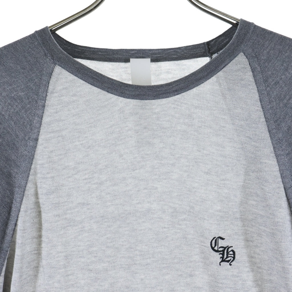 CHROME HEARTS(クロムハーツ) 26SS 3CROSS PATCH CH LOGO 3クロスパッチ CHロゴ刺繍 長袖ラグランスリーブTシャツ グレー