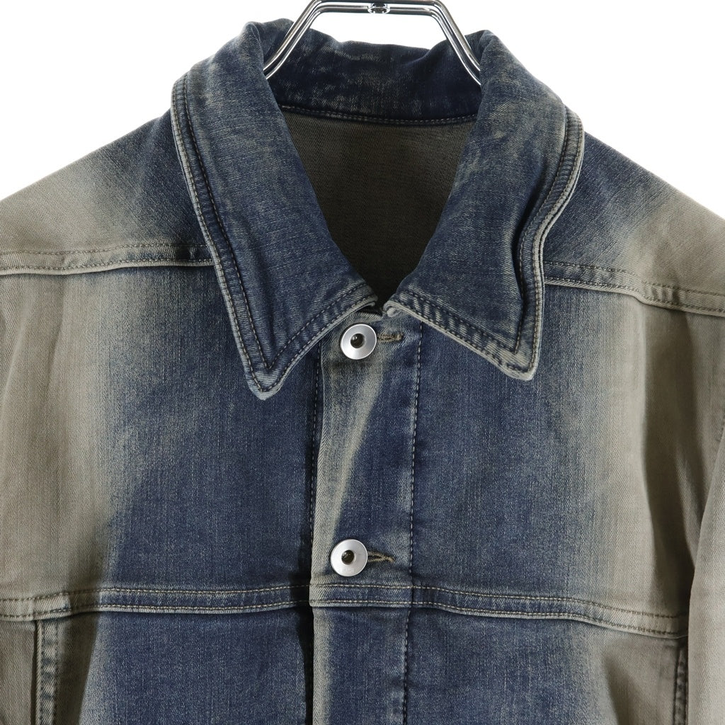 Rick Owens DRKSHDW(リックオウエンス ダークシャドウ) 23SS クロップドデニムジャケット トラッカージャケット ブルー/グレー DU01C6759-SDMPDE