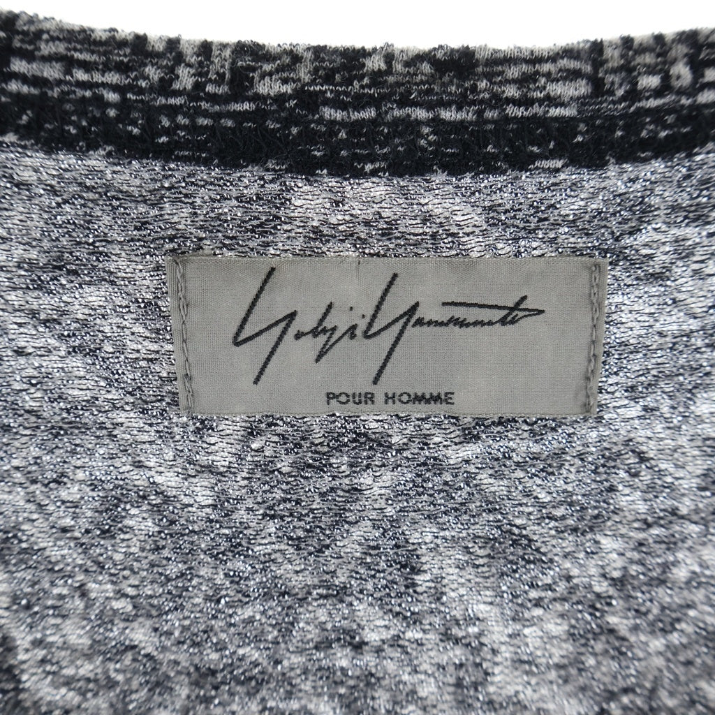 Yohji Yamamoto POUR HOMME(ヨウジヤマモト プールオム) アシンメトリーヘム総柄ニット ウールセーター ブラック/グレー HF-T30-174