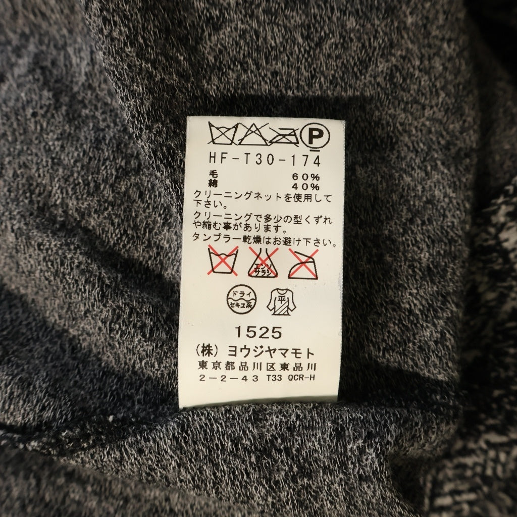 Yohji Yamamoto POUR HOMME(ヨウジヤマモト プールオム) アシンメトリーヘム総柄ニット ウールセーター ブラック/グレー HF-T30-174