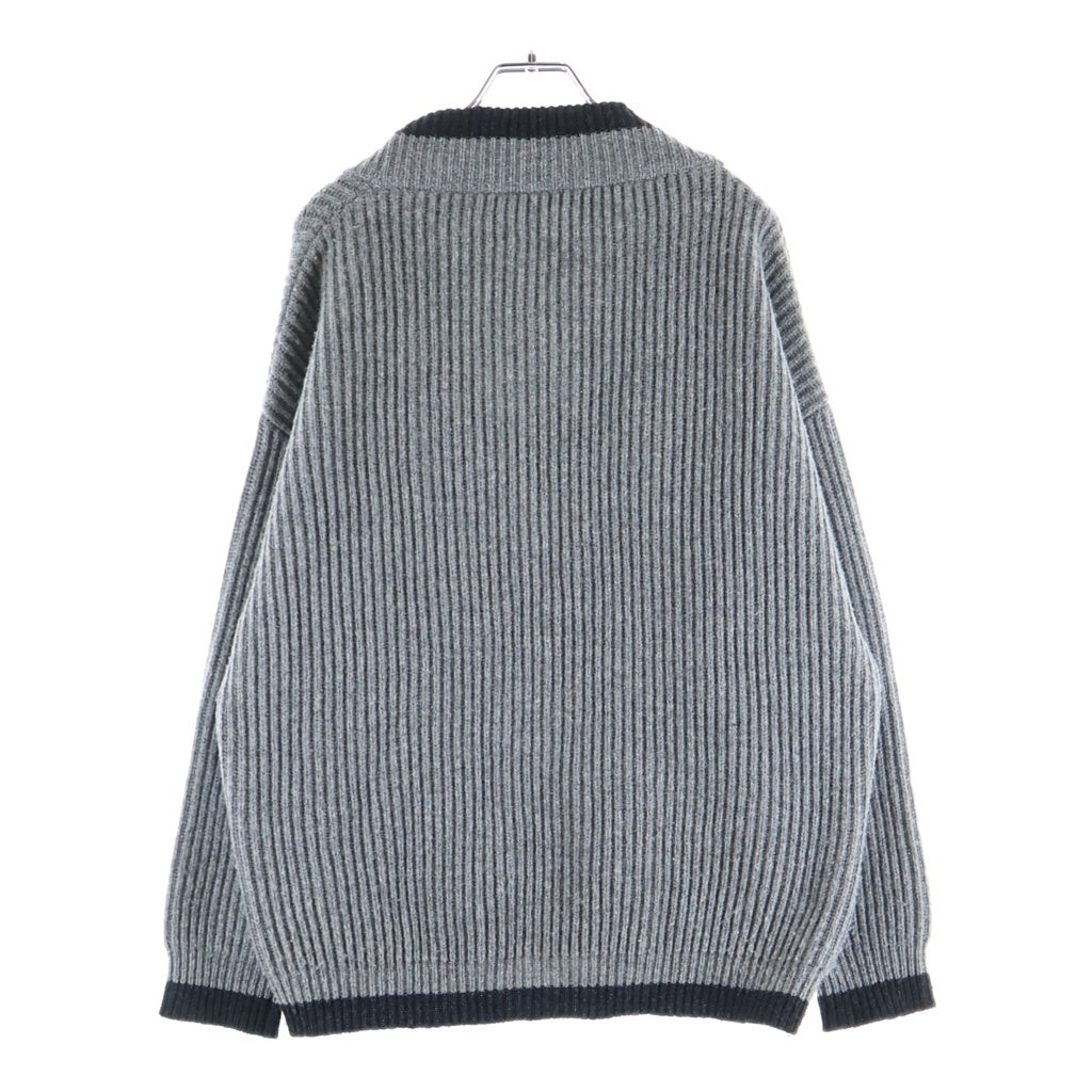 Maison Margiela(メゾンマルジェラ) 14AW バイカラー ボタンアップ ウールニットカーディガン グレー/ブラック S31GP0038 S15045 レディース