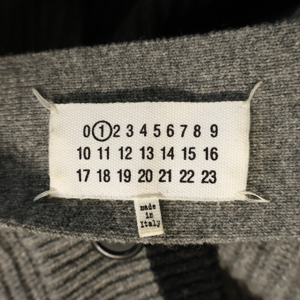 Maison Margiela(メゾンマルジェラ) 14AW バイカラー ボタンアップ ウールニットカーディガン グレー/ブラック S31GP0038 S15045 レディース