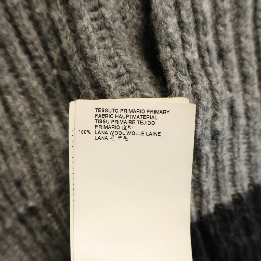Maison Margiela(メゾンマルジェラ) 14AW バイカラー ボタンアップ ウールニットカーディガン グレー/ブラック S31GP0038 S15045 レディース