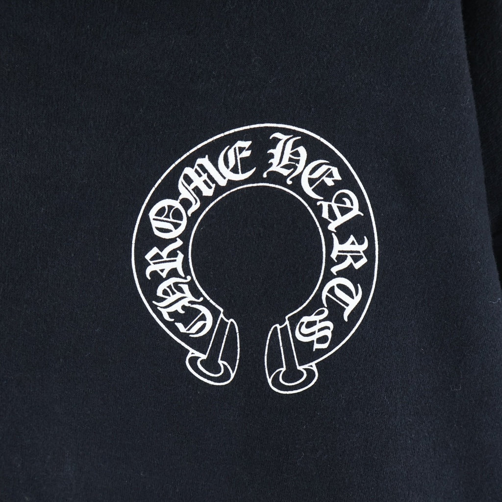 CHROME HEARTS(クロムハーツ) ホースシュー アームフローラルクロスプリント プルオーバースウェットパーカー フーディー ブラック