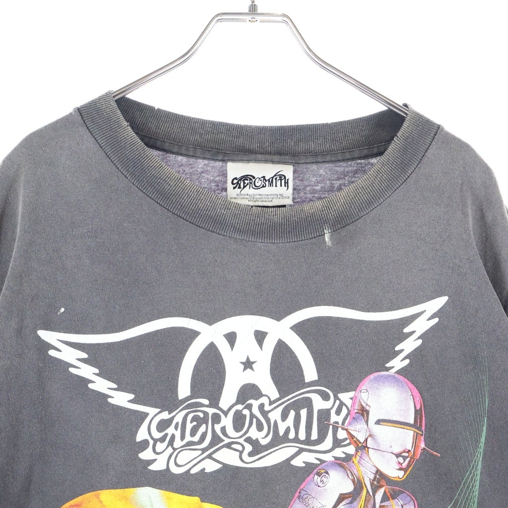 SAINT MICHAEL(セントマイケル) 26SS AEROSMITH AS_SS T-SHIRT エアロスミス エーエス ヴィンテージ加工クルーネック半袖Tシャツカットソー グレー SM-MK8-0000-C25