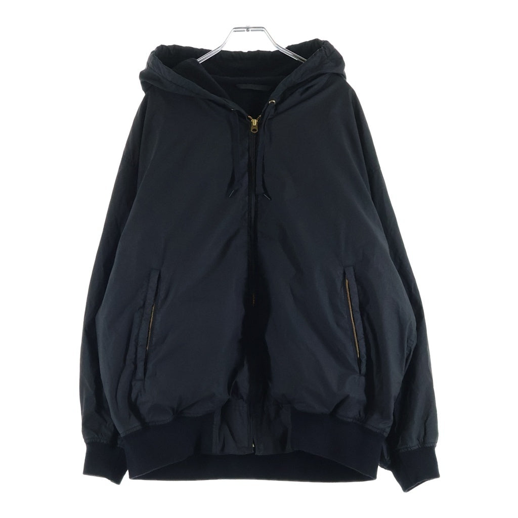 COMOLI(コモリ) 24AW コットンナイロン ジップアップフーディー ブラック C03-01017