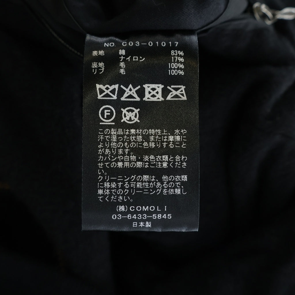 COMOLI(コモリ) 24AW コットンナイロン ジップアップフーディー ブラック C03-01017