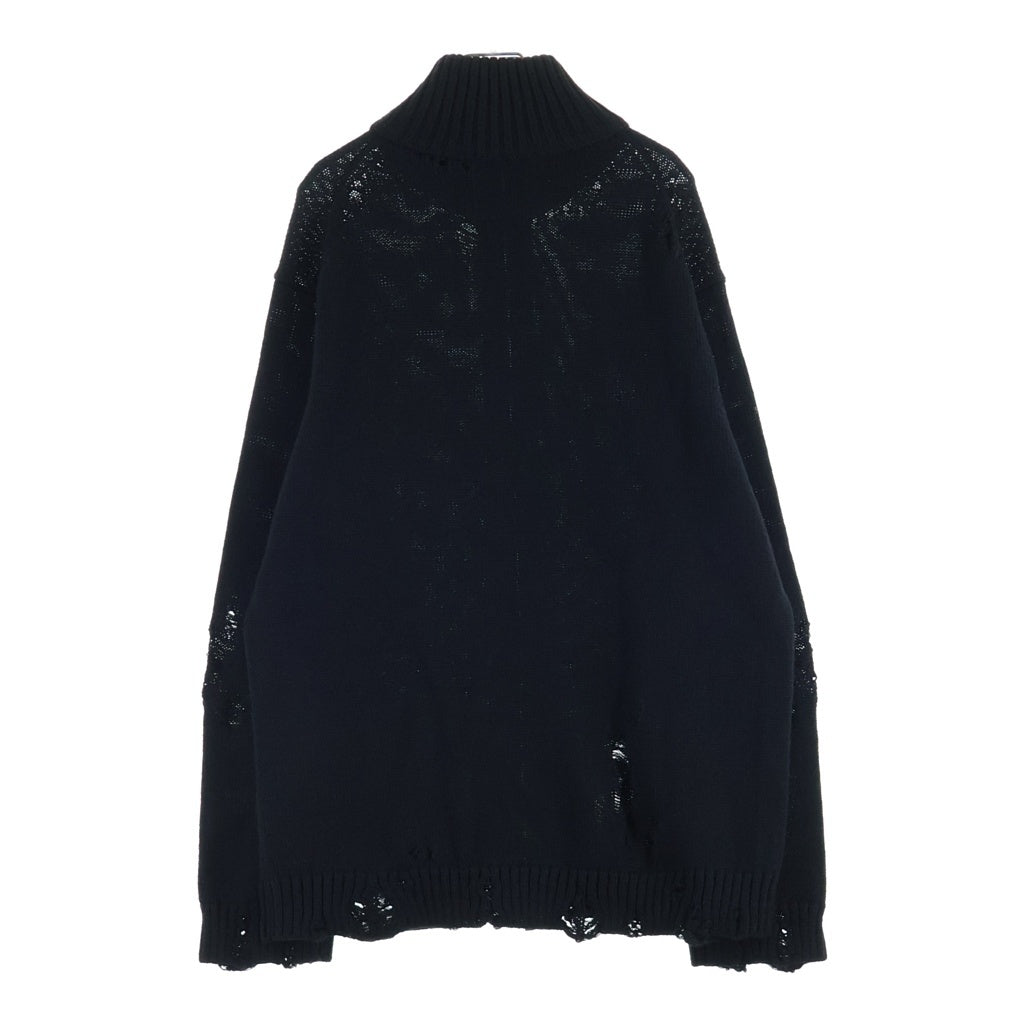 Yohji Yamamoto POUR HOMME(ヨウジヤマモト プールオム) 26AW 5G 3PLY SINGLE JERSEY HIGH NECK ZIP CARDIGAN シングルジャージー ハイネック ジップ カーディガン ブラック HW-K85-196