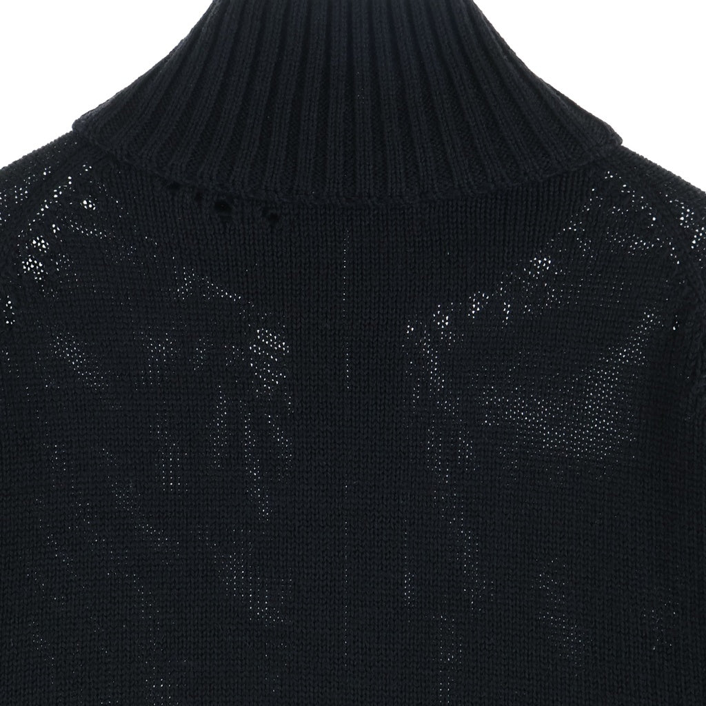 Yohji Yamamoto POUR HOMME(ヨウジヤマモト プールオム) 26AW 5G 3PLY SINGLE JERSEY HIGH NECK ZIP CARDIGAN シングルジャージー ハイネック ジップ カーディガン ブラック HW-K85-196