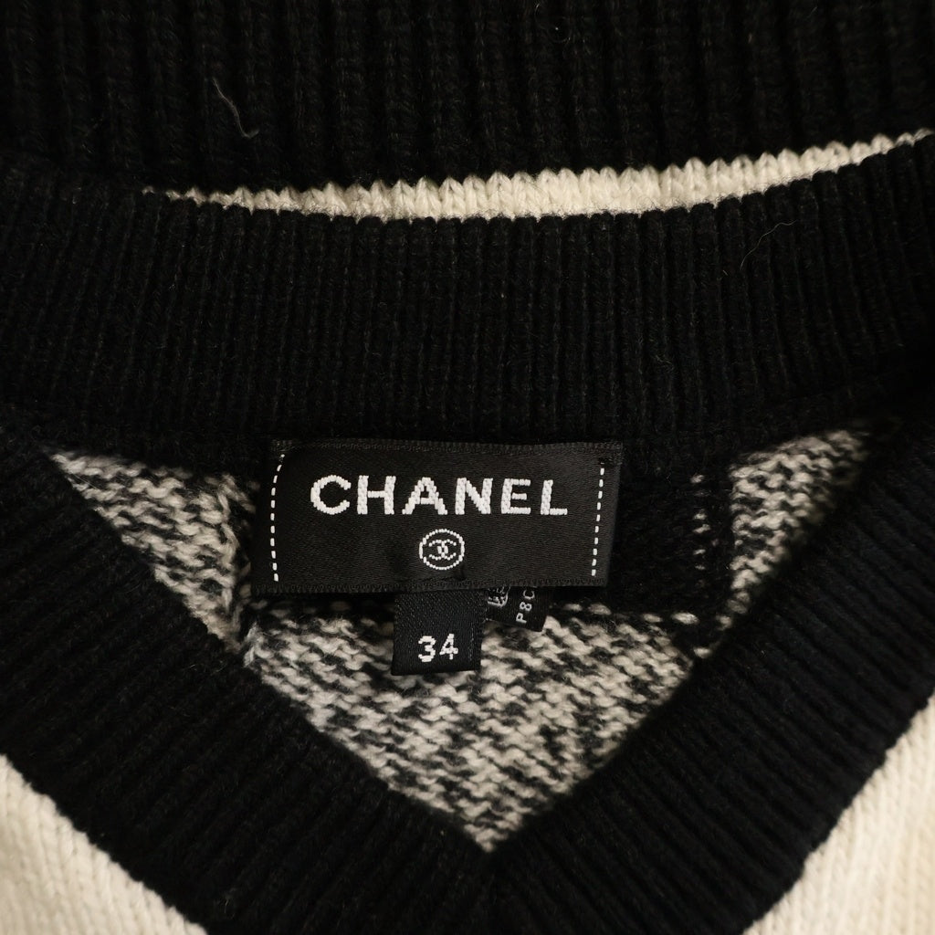 CHANEL(シャネル) ココボタン カシミヤ ニットベスト ブラック/ホワイト P73215K10523 レディース