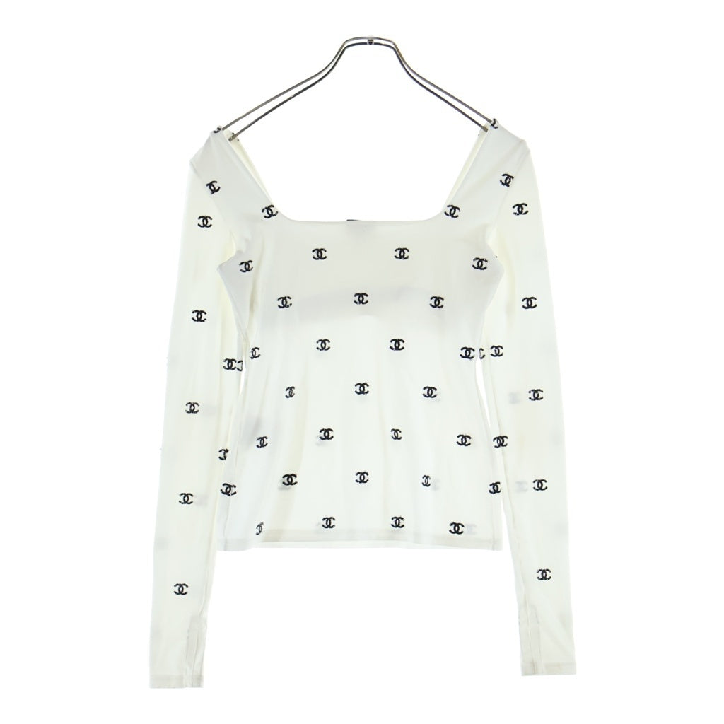 CHANEL(シャネル) 21AW ココマーク総柄 スクエアネック 長袖シャツ ホワイト P71674V14570 レディース