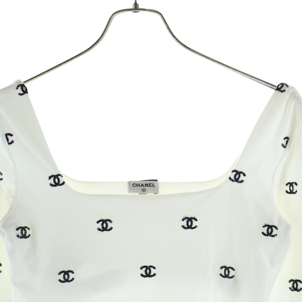 CHANEL(シャネル) 21AW ココマーク総柄 スクエアネック 長袖シャツ ホワイト P71674V14570 レディース