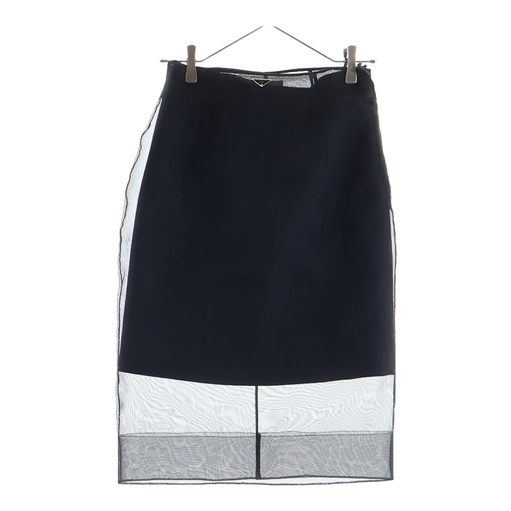 PRADA(プラダ) トライアングルロゴ シアーロングスカート ブラック P106J S000 132T レディース
