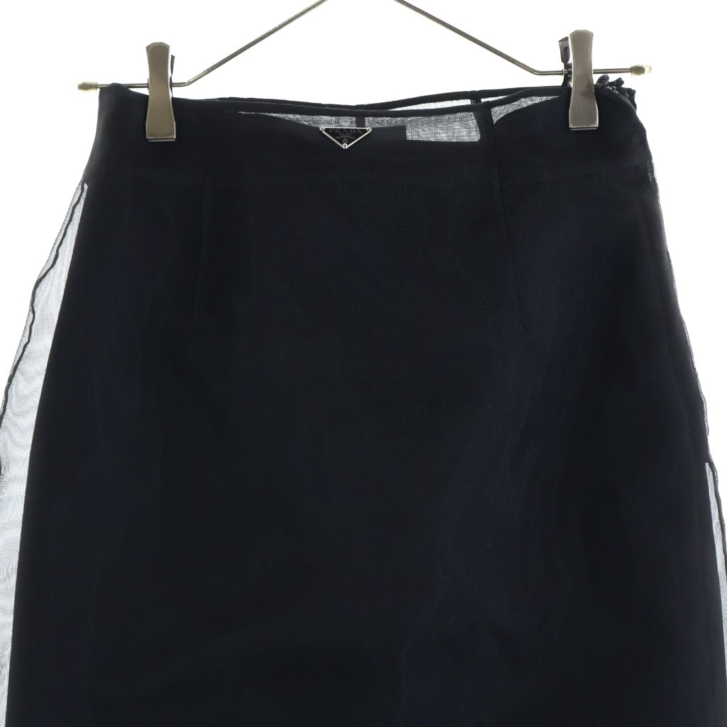 PRADA(プラダ) トライアングルロゴ シアーロングスカート ブラック P106J S000 132T レディース