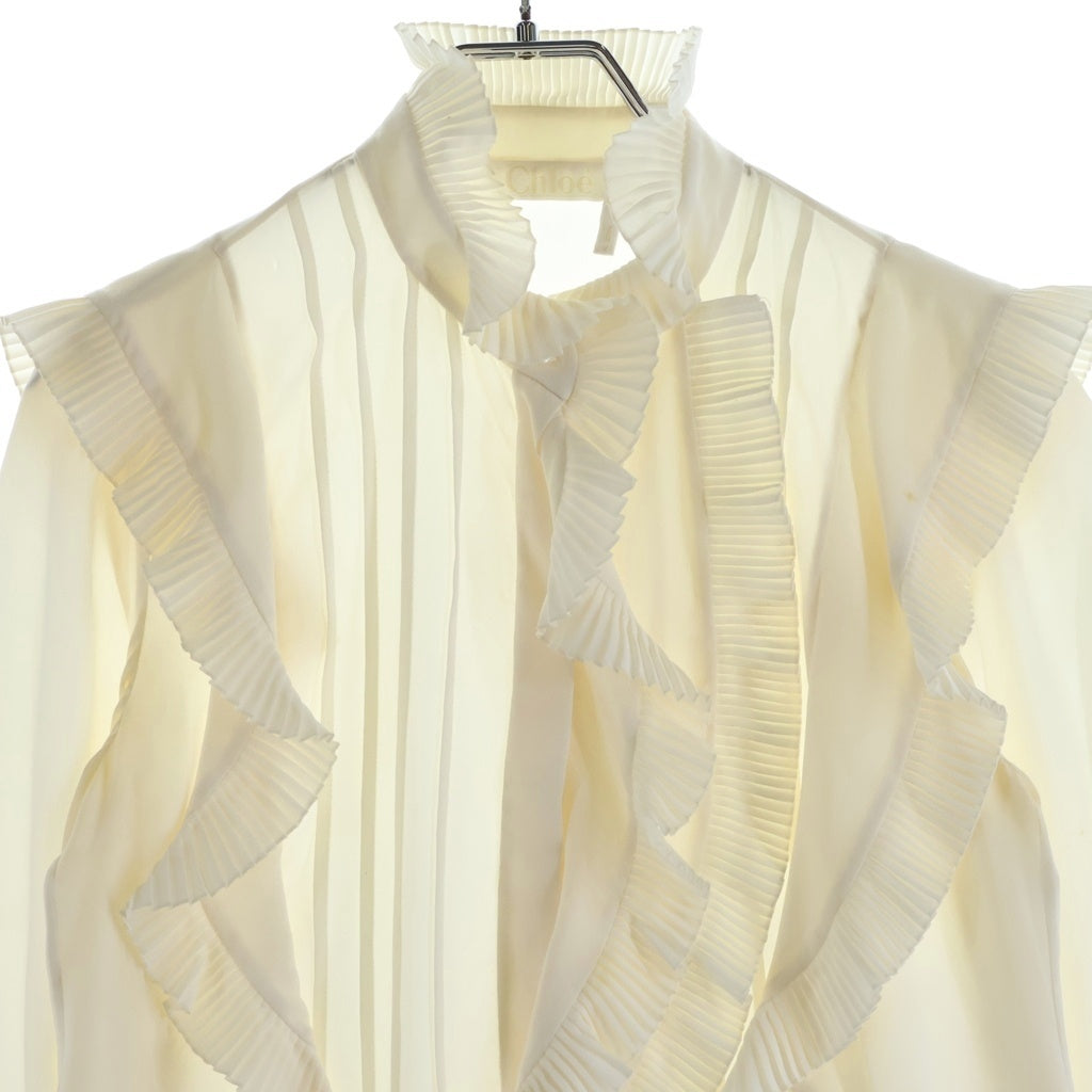 Chloe(クロエ) フリルデザイン 長袖シアーシャツ アイボリー CHC20SHT0900410734 レディース