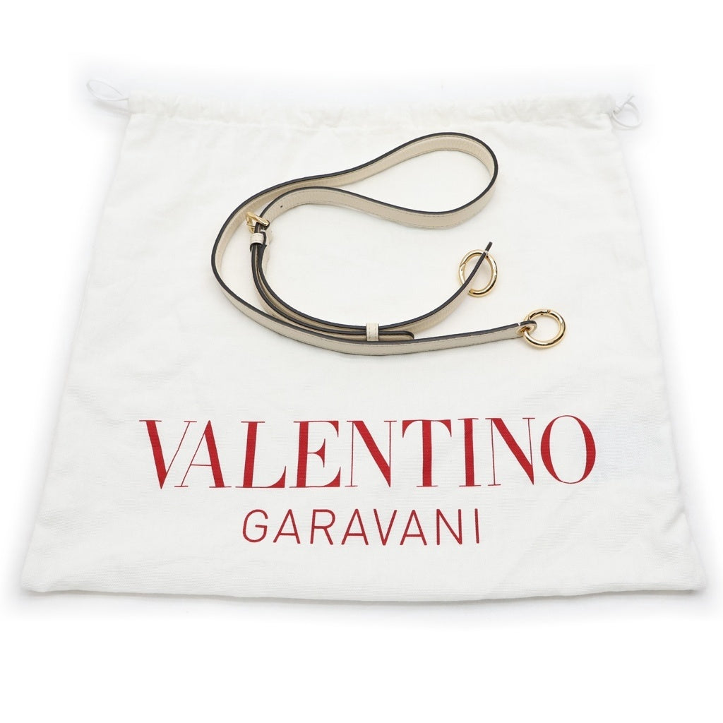 VALENTINO(ヴァレンティノ) Vロゴ ムーン スモールホーボーバッグ レザー ホワイト GD金具