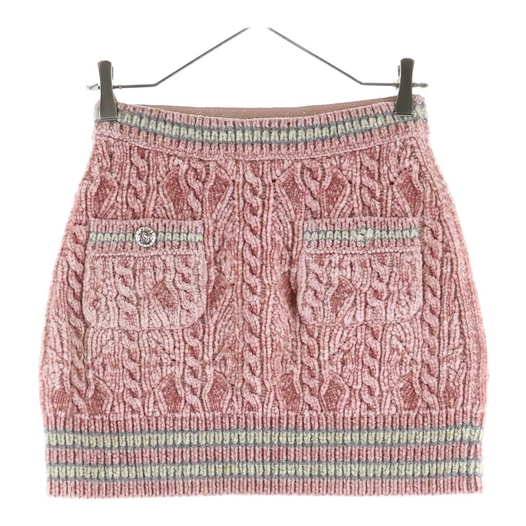 CHANEL(シャネル) 22AW ココマーク ケーブルニット スカート ピンク P73533K10528 レディース