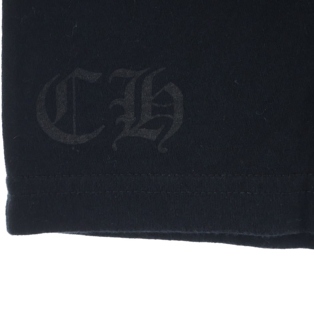 CHROME HEARTS(クロムハーツ) TAIPEI LIMITED FLRL CROSS BACK HOSESHOE 台北限定 袖フローラル バックホースシュープリント クルーネック長袖カットソーTシャツ ブラック