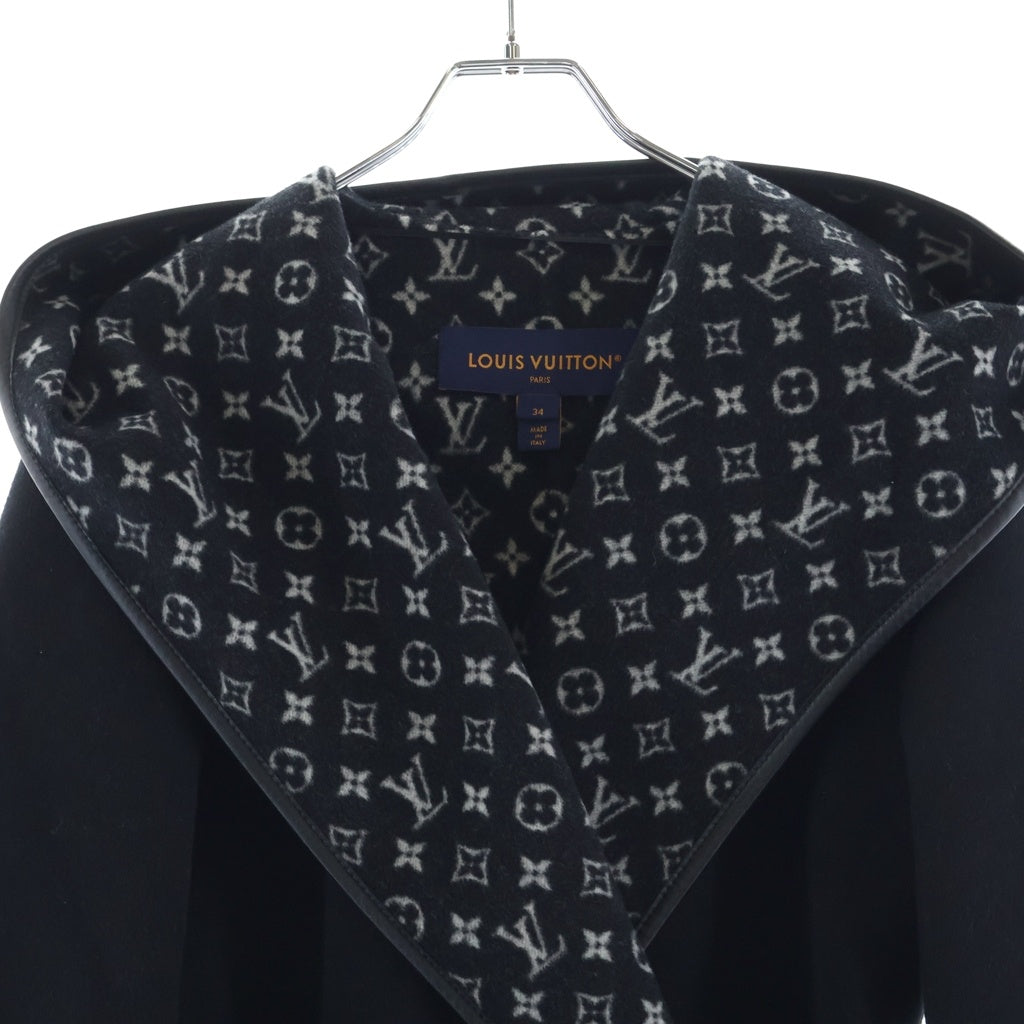 LOUIS VUITTON(ルイヴィトン) 22SS 裏地モノグラム総柄 ウールコート ブラック レディース RW221WW QWE FMCO06