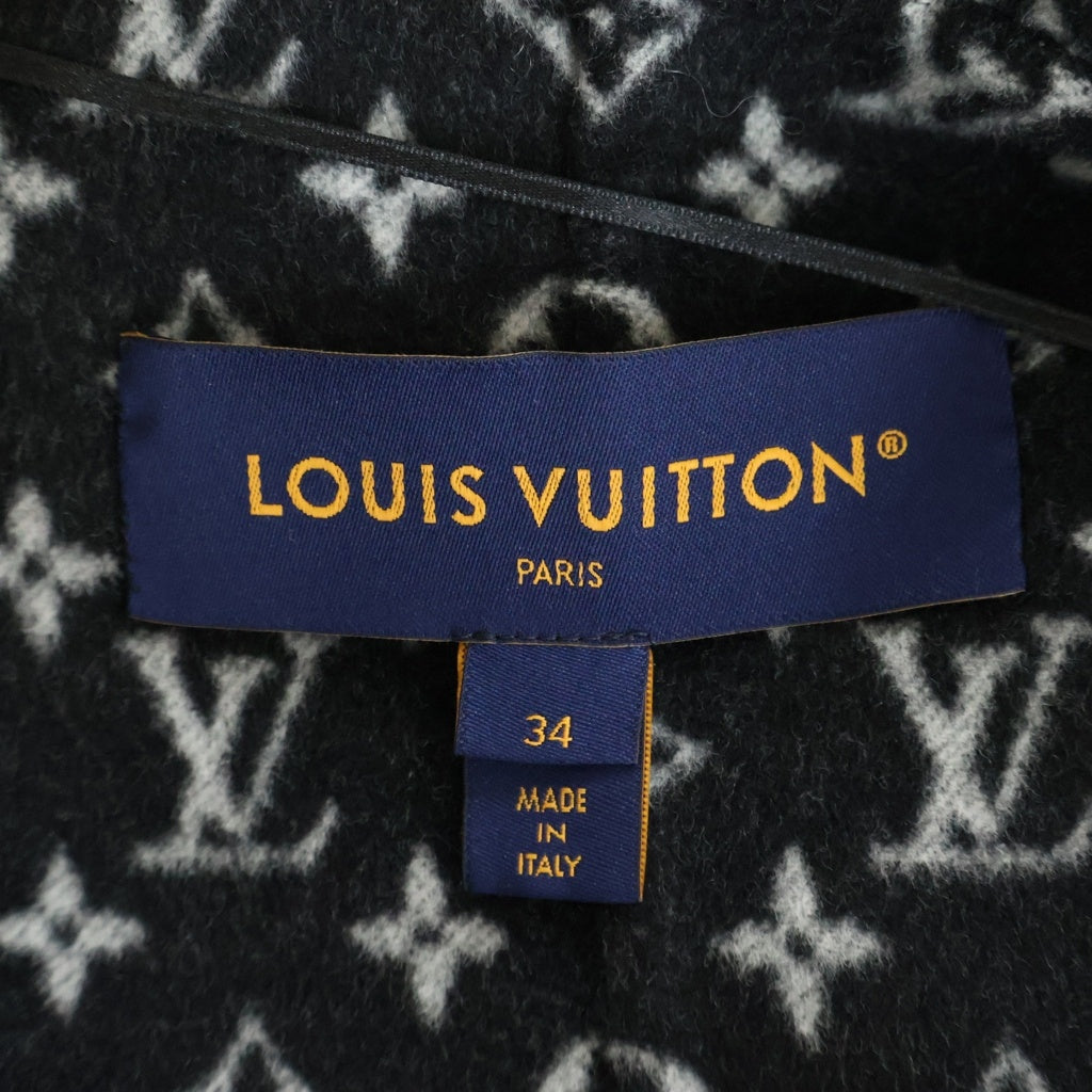 LOUIS VUITTON(ルイヴィトン) 22SS 裏地モノグラム総柄 ウールコート ブラック レディース RW221WW QWE FMCO06