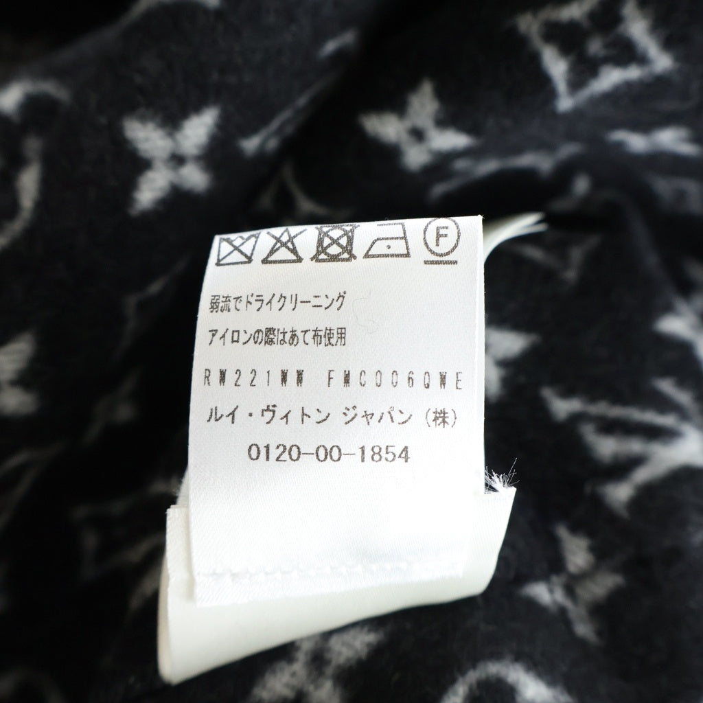 LOUIS VUITTON(ルイヴィトン) 22SS 裏地モノグラム総柄 ウールコート ブラック レディース RW221WW QWE FMCO06