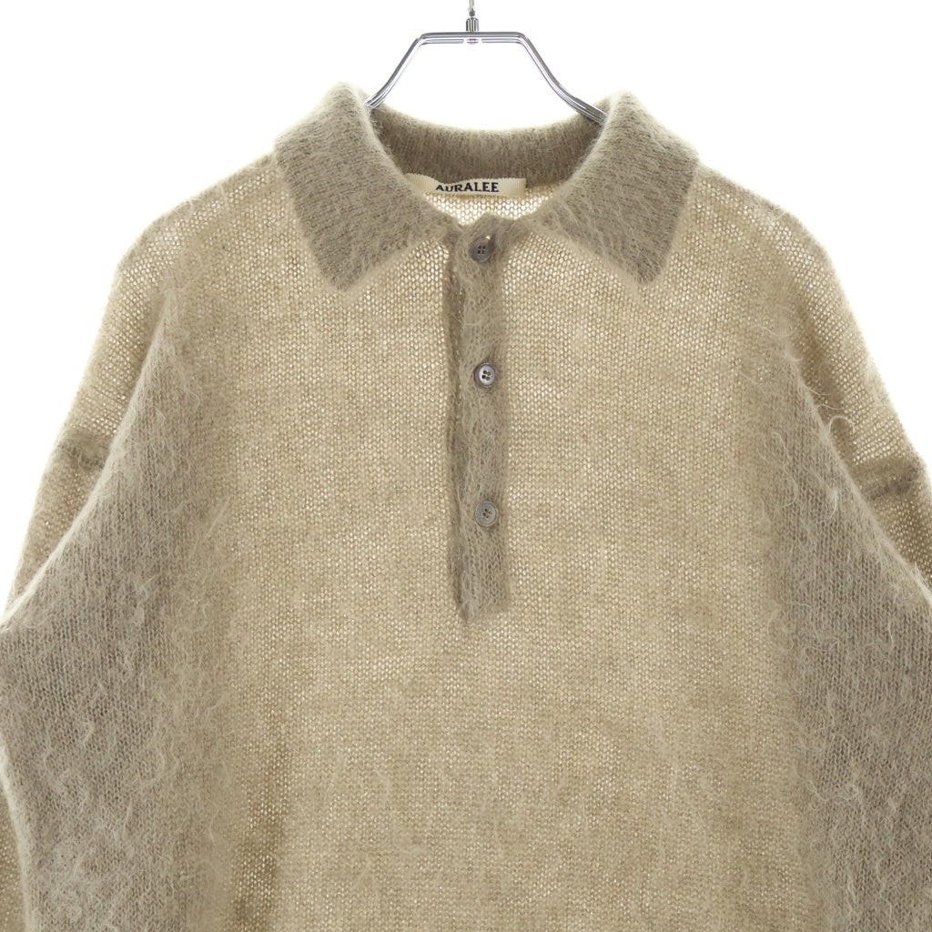 AURALEE(オーラリー) 24AW BRUSHED SUPER KID MOHAIR KNIT POLO ブラッシュドスーパーキッドモヘア ニットポロシャツ ベージュ A24AP02KM