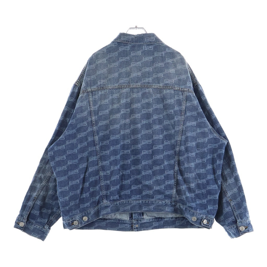 BALENCIAGA(バレンシアガ) 22AW BBロゴ総柄 ボタンアップ デニムジャケット インディゴ 675208 TMW38